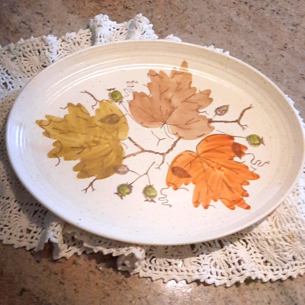 Vintage Leaf Platter hand painted